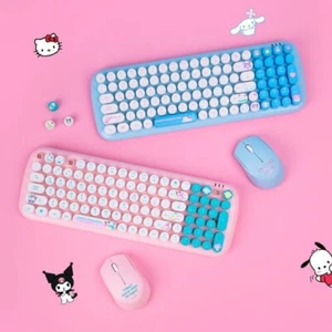 Sanrio Retro Wireless Keyboard & Mouse SET Pochacco Cinnamoroll Hello Kitty - Picture 1 of 21