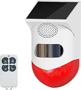 Solar Strobe Alarm Light with Motion Sensor Siren Outdoor Alarm Siren with Remot - Picture 1 of 12