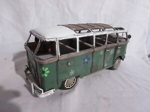 1960's VW Volkswagen Combi Mini Bus Handmade Metal Tin Vehicle 22 Windows