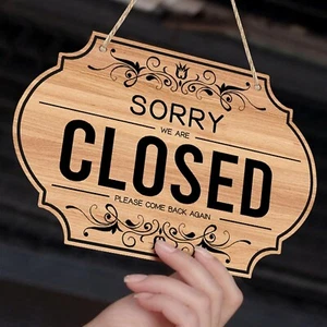 Open Signs Double Sided Open Closed Sign Business Hours Hanging with Rope New - Picture 1 of 7