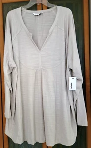 NWT Woman Plus SONOMA Vee Neck SMOCK TOP Size 1X Tan Textured Material $40.00 - Picture 1 of 3