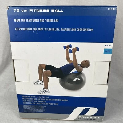 75 cm 29.5” Yoga Fitness Ball Anti Burst With Air Pump by ProSpirit NEW IN BOX - Image 1 of 2