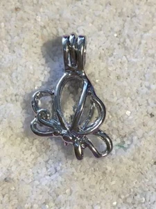 Versilberter Perlenkäfig und 925 Sterling 18" Halskette #10 Schmetterling - Bild 1 von 1