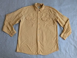 LL Bean Shirt Men Medium Yellow Lightweight Nylon Poly Blend Button Long Sleeve - Picture 1 of 11