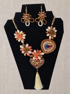 2 collar mexicano hecho a mano / 2 collares artesanal mexicano, corazón artesanal Foto 1 de 2