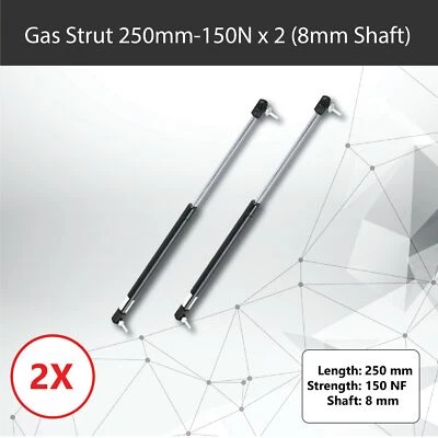 Gas Strut 250mm-150N x2 (8mm Shaft) Caravans, Trailers, Canopy, Toolboxes struts - image 1 of 4