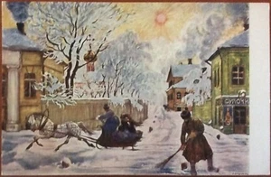 Original Postcard Boris KUSTODIEV " Winter'day" Edit.St.Eugenia. First ed.#AO5 - Picture 1 of 2