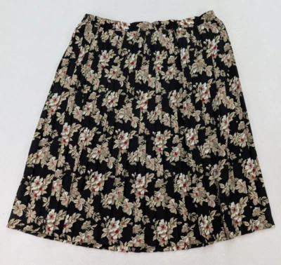 Alfred Duner Women's Skirt Size 20W Black Floral Print Pleated Midi Pull-On - Image 1 of 4
