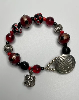 Pulsera Danforth Peltre Georgia Bulldogs 925 Plata Cuentas de Vidrio UGA NCAA Dije Foto 1 de 4