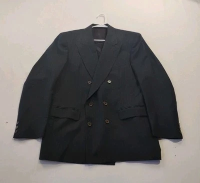 Blazer Christian Dior Monsieur Lana Para Hombres 42R Negro Retro Rayas Doble Pecho Foto 1 de 4