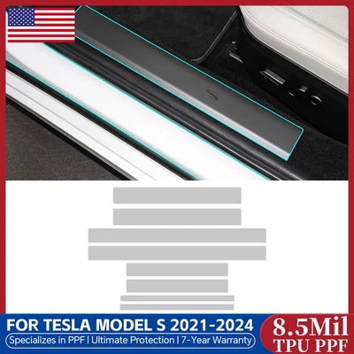 For Tesla Model S 2021-2025 Door Sills PreCut Paint Protection Film PPF TPU Kit - Image 1 of 4