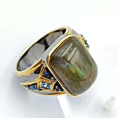 Anillo Michael Valitutti Gemas En Vogue Plata de Ley 925 Topacio Labradorita Talla 12 Foto 1 de 4