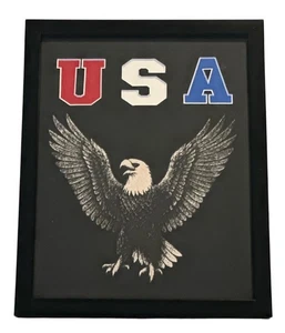 Gerahmte USA Adler Kunst - Lasergravur auf schwarzem Passepartout mit abgeschrägtem USA Ausschnitt - Bild 1 von 4