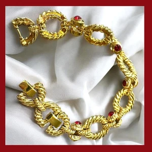 Cadena gruesa Jackie O Jacqueline Kennedy imitación rubí tono dorado JBK Camrose Kross - Imagen 1 de 11