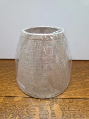 Beige Linen Chandelier Lamp Shade Clip On Taper Empire 5 Tall 3.5 Top 6" Bottom - Image 1 of 4