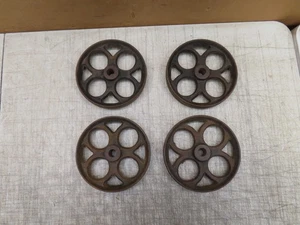 (4) RUEDAS DE CARRO DE MOTOR HIT MISS DE HIERRO FUNDIDO STEAMPUNK DE FÁBRICA INDUSTRIAL DE COLECCIÓN - Imagen 1 de 15