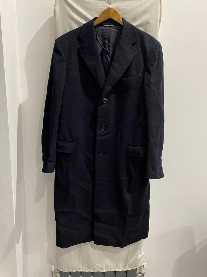 CANALI Navy 90% Wool 10% Cashmere Long Over Coat Size EUR 48 - Image 1 of 4