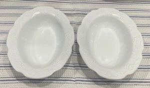 2 COLONY HARVEST Milk Glass 9-1/2" Vegetable Serving Bowls  Oval - Picture 1 of 9