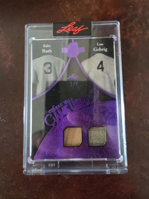 2025 Leaf Spectacular Babe Ruth/Lou Gehrig 比赛使用球衣 球棒 2/5 洋基队 — 第 1/2 张图片