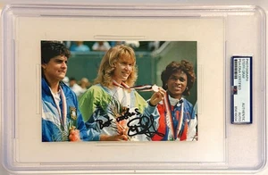 Steffi Graf 22x Grand Slam Tennis Titles Signed Auto 4x6 Photo Card PSA DNA (B) - Picture 1 of 1