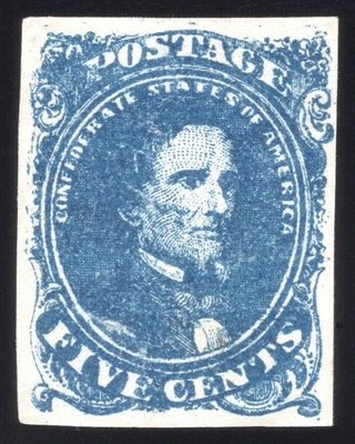 Estados Confederados, CSA #4 5¢ Azul, Piedra 2 Posición 17, MNG VF-XF, ¡Sonido! Foto 1 de 2