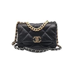 Bolso de Hombro Chanel Negro Cordero Dorado Plata Metal 19 Pequeña Solapa 29 139553497 - Imagen 1 de 8