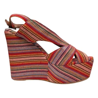 Sandálias femininas Jeffrey Campbell Ibiza Mariel plataforma multicoloridas 5" anabela tamanho 7,5 - Imagem 1 de 4