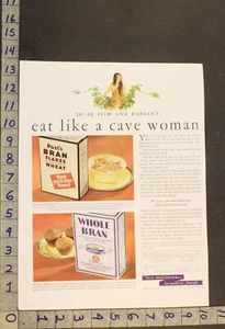 1931 POSTS BRAN FLAKES CEREAL CAVE WOMAN HEALTH BREAKFAST FOOD DECOR ART ADXF11* - Picture 1 of 1