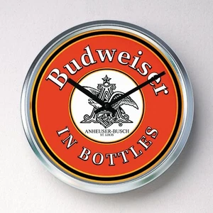BUDWEISER FLASCHENUHR Edelstahl lautlos Quarzwerk Mann Höhle Garage - Bild 1 von 12