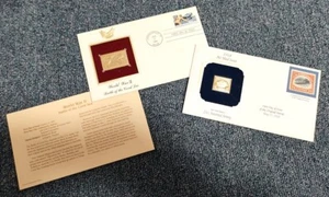 Lot 2 Gold Replica Stamps Envelopes Inverted Jenny WWII Coral Sea Battle 1992 - Picture 1 of 6