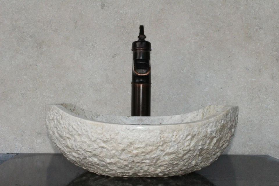 Stone sink bathroom vessel sink travertine marble sinks rustic - Image 1 of 4