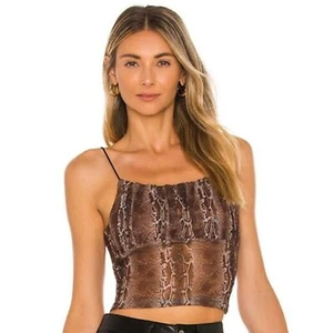 Morning Mist Women's Teen Snake Brown Mesh Skin Crop Top Size 6 - Picture 1 of 7