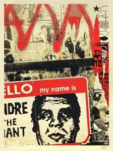 Shepard Fairey HELLO MY NAME IS 2019 print poster art Obey sticker police giant - Picture 1 of 2
