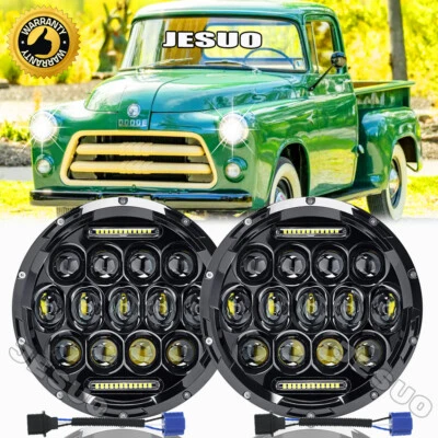 For Dodge D100 D150 D200 D300 7Inch Round LED Headlight Hi-Lo Beam cool white - Image 1 of 4