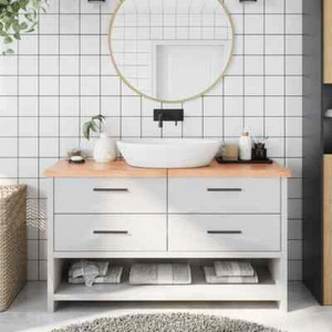 Durable Bathroom Worktop Vanity Countertop Handmade With Live Edge Light Brown - Picture 1 of 10