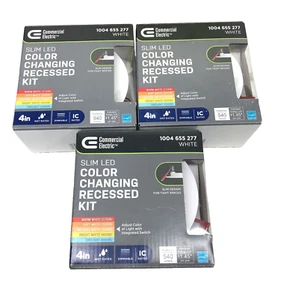 3PK Commercial Electric Ultra Slim 4" Color Selectable Canless Recessed LED Kit - Picture 1 of 2