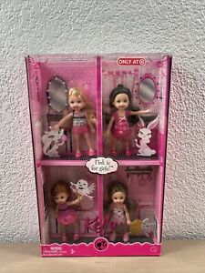 Neuwertig Barbie Kelly Chelsea ""Pink Is for Girls"" 4-Puppen-Set #P4409 Mattel selten 2008