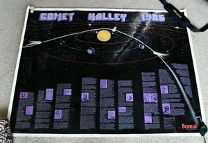 Póster grande del cometa Halley 1985-86 historia espacial boreal ciencia sistema solar en muy buena condición - Imagen 1 de 1