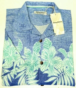 Tommy Bahama Short Sleeve Camp Shirt Coconut Point Across the Frond Blue $128 - Picture 1 of 4