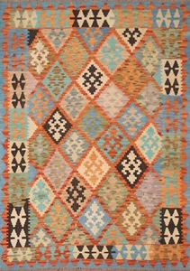 Flat Woven Tribal South-Western Reversible Kilim Rug 5'x7' Pastel Color Carpet - Picture 1 of 10