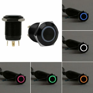 1x Car 12mm 12V 4Pin Angel Eye LED Push Button Metal Switch ON/OFF Waterproof - Picture 1 of 12