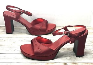 Kenneth Cole Vintage Heels Red Ankle Strap Pumps Women’s Shoes Size 9.5 US - Picture 1 of 20