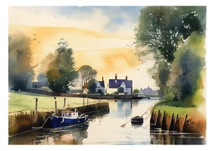 Iconic Rivers Of The UK -  Great Ouse - Watercolour Print on A4 250 GSM Card - Picture 1 of 2