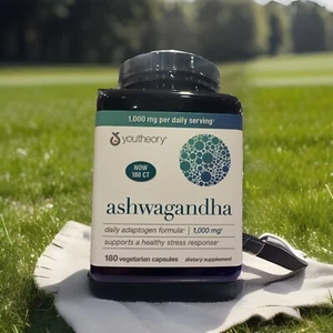 Youtheory Ashwagandha 1000mg with KSM-66 - Helps Support a Healthy Stress 180 U - Picture 1 of 5