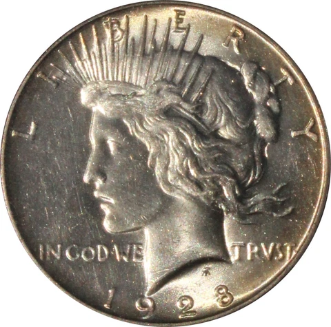 1928 Peace Dollar PCGS MS-62, Certification 21910193, CAC Cover