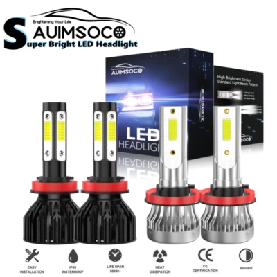 For Pontiac G6 2005 2006 2007 2008 2009 2010 White LED Headlights High Low Beam - Изображение 1 из 4