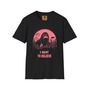 Sasquatch T-Shirt, Bigfoot Gift, UFO Tee, Cryptid "I Want to Believe" T-Shirt - Picture 1 of 8