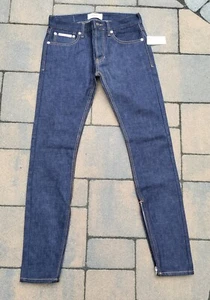 Essentials Fear Of God Raw Indigo Button Fly Zip Leg Skinny Jeans Size 28 NWT - Picture 1 of 8