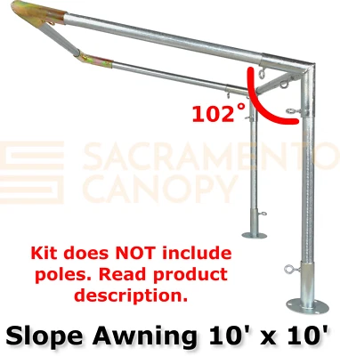 SACRAMENTO CANOPY Low Slope, Lean-To Wall Mounted EMT Canopy Fittings Kits, DIY Carport & Awning