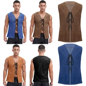 Mens Medieval Pirate Fancy Dress Renaissance Vest Gothic Waistcoat for Carnival - Picture 1 of 34